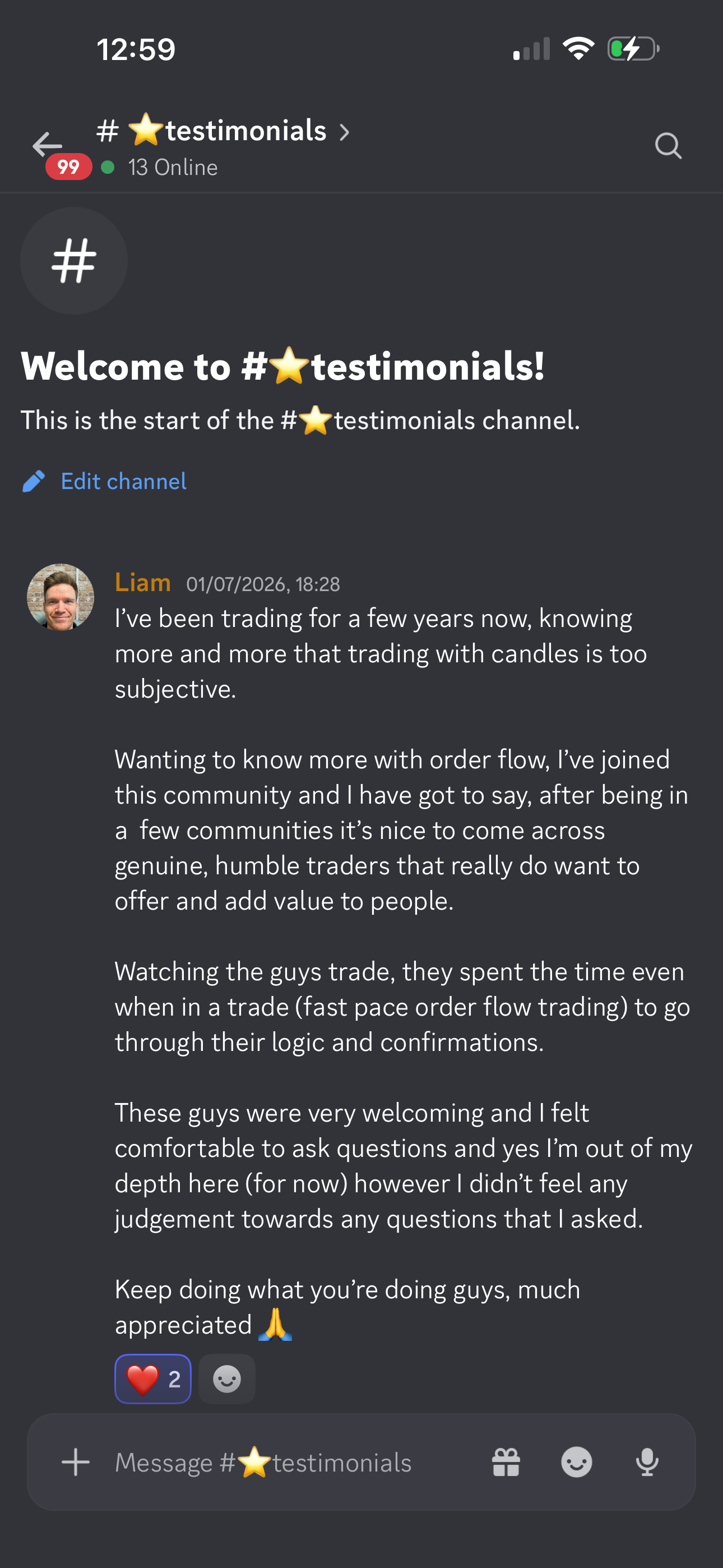 Liam's Flow Trading Academy community review
