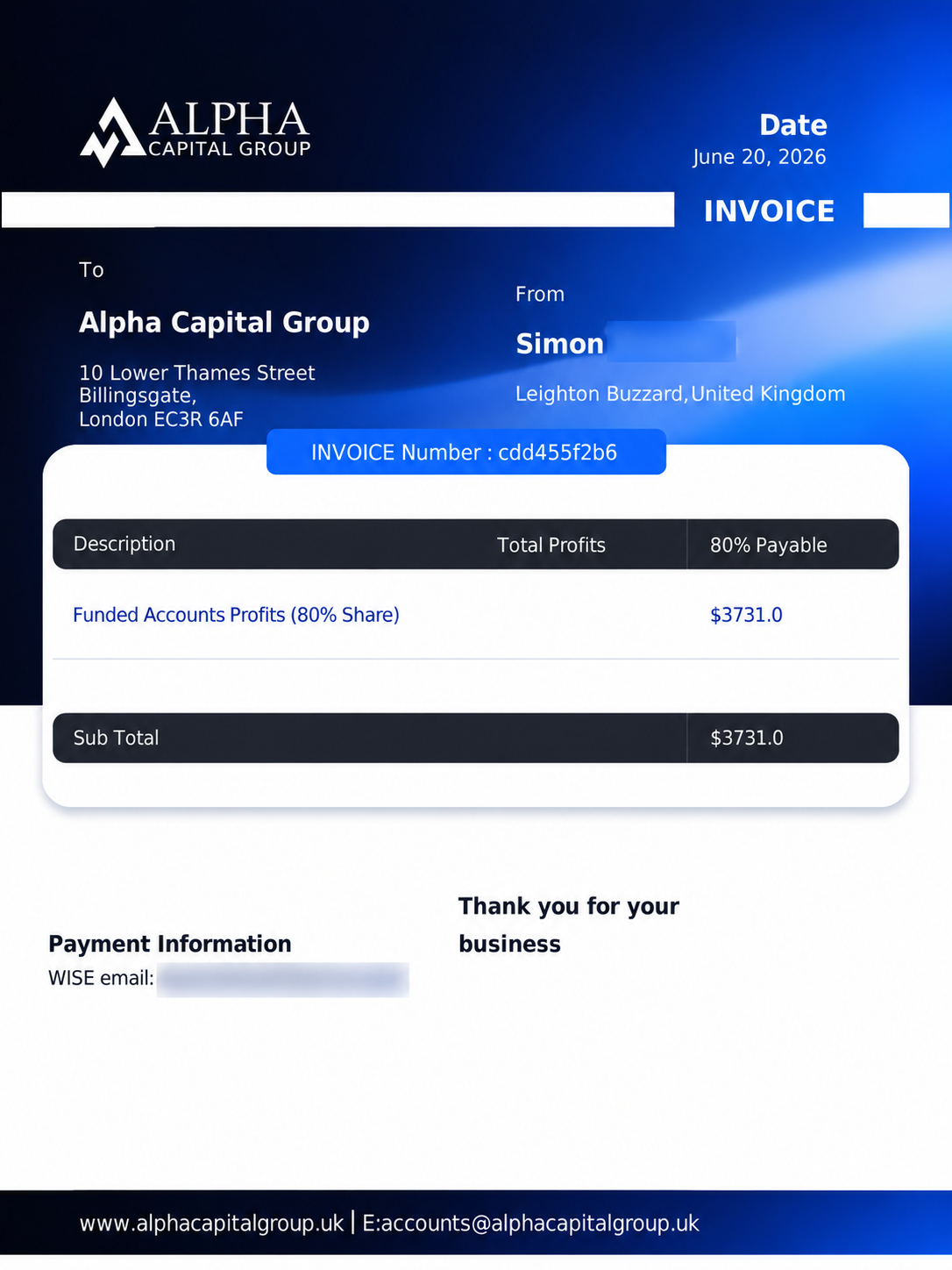 Simon funded trading payout evidence